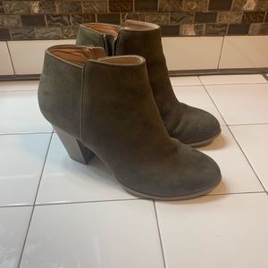 Green suede booties